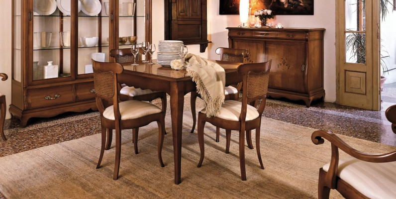 Designer Still Lehn 4x Holz Barock Stull Set Klassesch Sëtz Polster Garnitur
