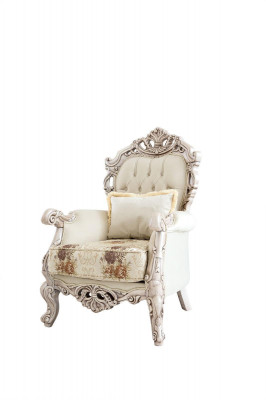 Barock wäiss Sofagarnitur Couch Sofa Polstermooscht Sessel Dësch 5tlg.