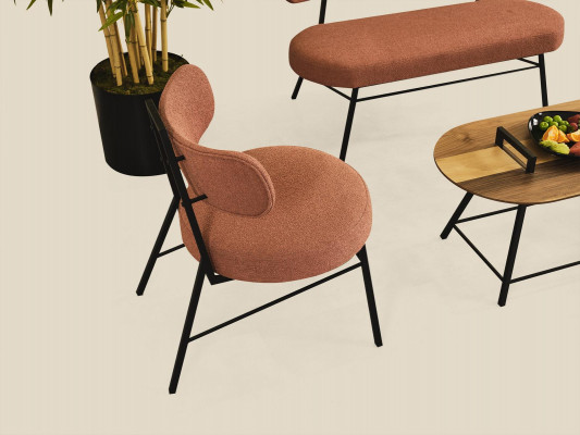 Set 4 tlg. Bänk 2x Still Couchtisch Sëtz Bänk Textil Holz Designer