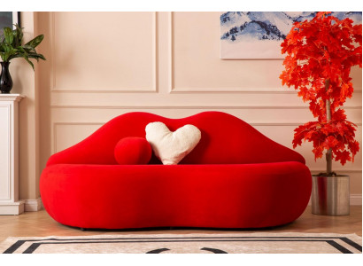 Designer 3 Sëtzer Sofa Wäiss Beige a Form Sofas Couchen Lippen stilvoll