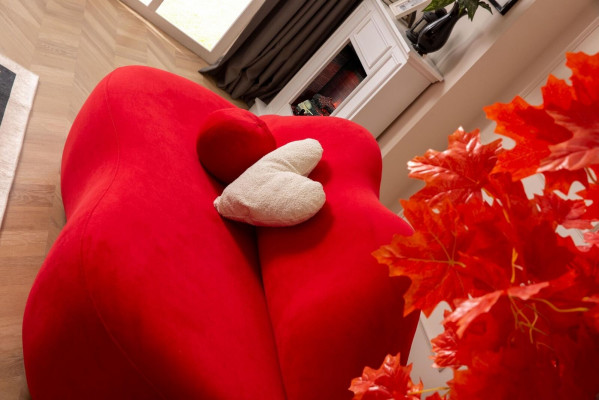 Designer 3 Sëtzer Sofa Wäiss Beige a Form Sofas Couchen Lippen stilvoll