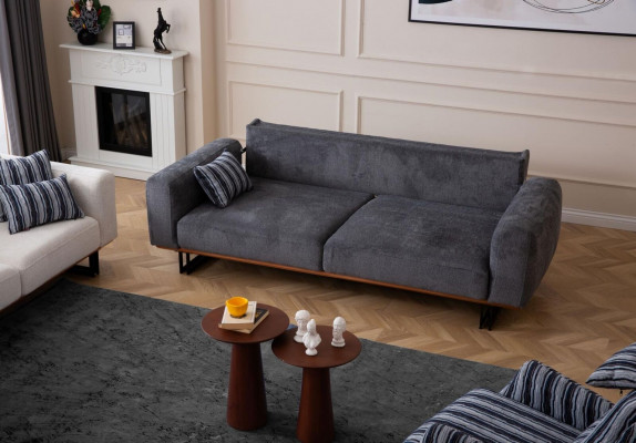 Couch 230cm Sëtzkëssen dräisëtzeg Sofa Gro Designer Miwwelen Wunnzëmmer