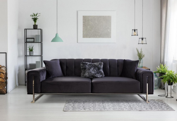 Couch 230cm Sëtzkëssen dräisëtzeg Sofa Gro Designer Miwwelen Wunnzëmmer