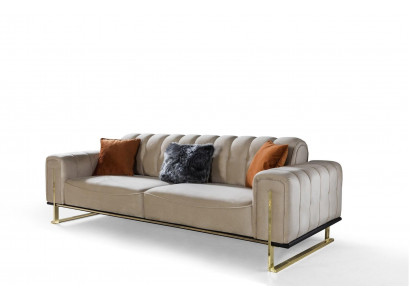 Sofa 3-Sëtz Modern Miwwelen Beige Faarf Wunnzëmmer Luxus Couchen 240cm