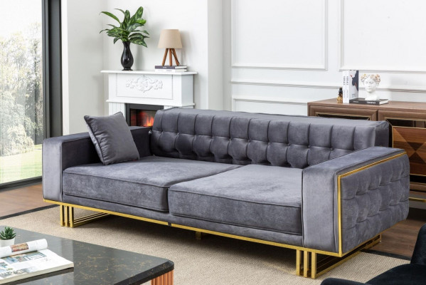 Canapé Luxusmiwwelen Wunnzëmmer Féiss 240cm Couch Canapéen Couchen 3-Sëtzer