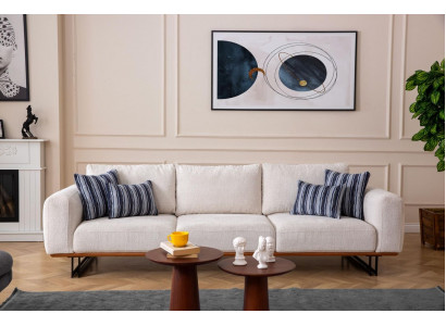 Designer 4-Sëtzer Sofa Modern Miwwelen Wäiss Faarf am Stil Wunnzëmmer