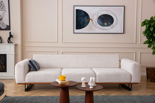 Designer 4-Sëtzer Sofa Modern Miwwelen Wäiss Faarf am Stil Wunnzëmmer