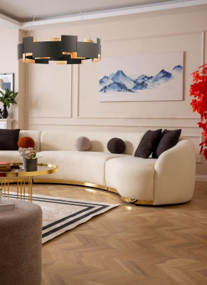 Designer Wunnzëmmer Set Modern Sofagarnitur Ronnsofa + 1 Sëtz 2 Deeler