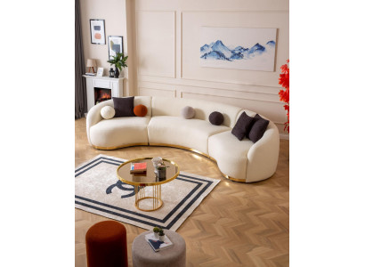 Designer Ronn Sofa Wäiss Eckgarnitur Modern Miwwelen am Wunnzëmmer Luxus
