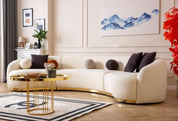 Designer Ronn Sofa Wäiss Eckgarnitur Modern Miwwelen am Wunnzëmmer Luxus