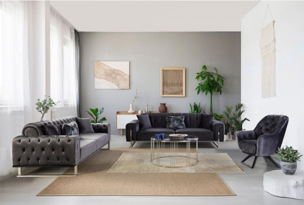 Designer Wunnzëmmer Set Sofagarnitur 3+3+1 Sëtzmöbel Garnituren 3tlg.
