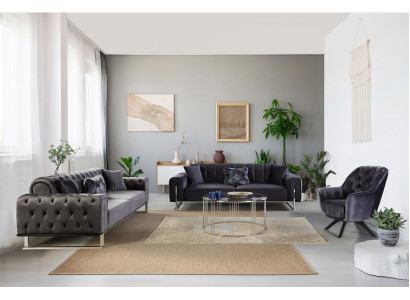 Designer Wunnzëmmer Set Sofagarnitur 3+3+1 Sëtzmöbel Garnituren 3tlg.