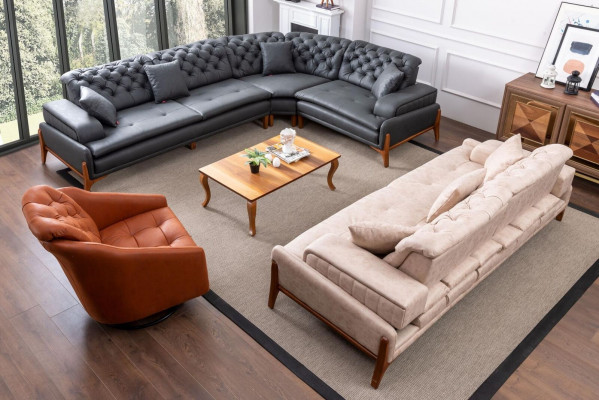 Wunnenzëmmer Set Sofagarnitur 3+1 Ecksofa L-Form Eckgarnitur Eckcouch Couch 3tlg.