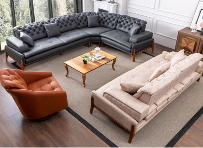 Wunnenzëmmer Set Sofagarnitur 3+1 Ecksofa L-Form Eckgarnitur Eckcouch Couch 3tlg.