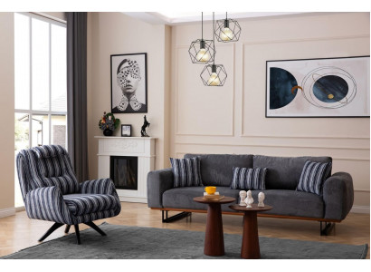 Wunnzëmmer Set Designer Canapé-Garnitur 4+1 Sëtz-Garnitur Couch Möbel 2 Deeler.