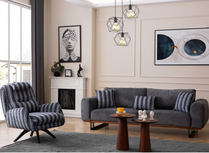 Wunnzëmmer Set Designer Canapé-Garnitur 4+1 Sëtz-Garnitur Couch Möbel 2 Deeler.