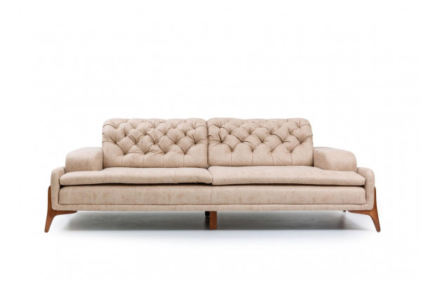 Modern Sofa 3 - Sëtzer Designer Beige Faarf Stil 240 cm Wunnzëmmer Beige Sofas