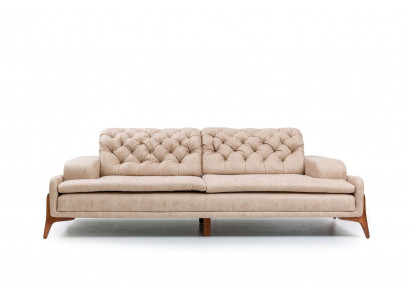 Modern Sofa 3 - Sëtzer Designer Beige Faarf Stil 240 cm Wunnzëmmer Beige Sofas