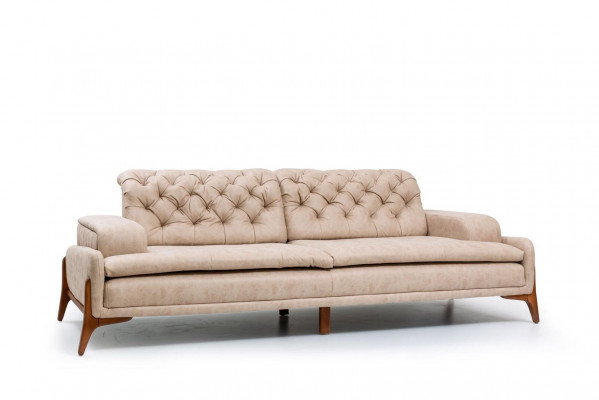 Modern Sofa 3 - Sëtzer Designer Beige Faarf Stil 240 cm Wunnzëmmer Beige Sofas