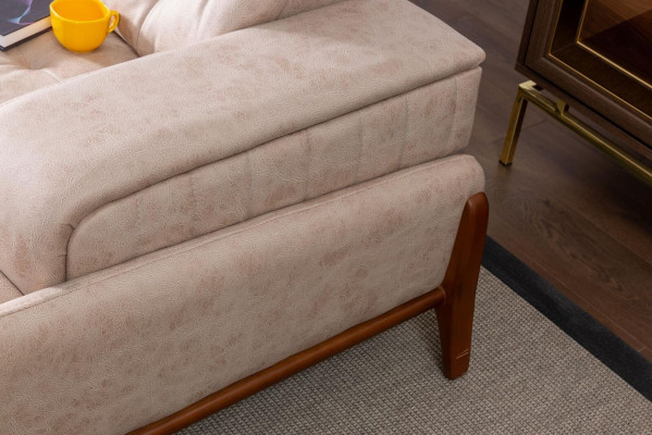 Modern Sofa 3 - Sëtzer Designer Beige Faarf Stil 240 cm Wunnzëmmer Beige Sofas