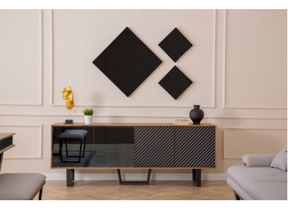Designer Iesszëmmer Set 4-Deeler Säiteboard mat 3x Spigel Modern Stil nei