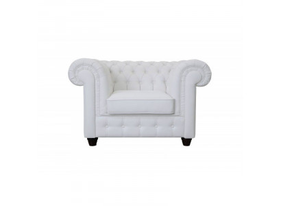 Elegante wäiss Chesterfield-Fauteuil: Den Charmante vum Klassikalen am moderne Stil