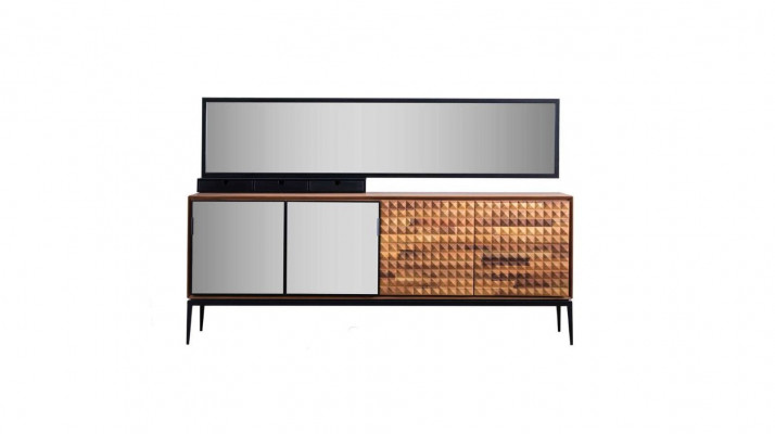 Anrichtungen Sideboard mat Spigel Kommode Schaf Holz Braun Iesszëmmer