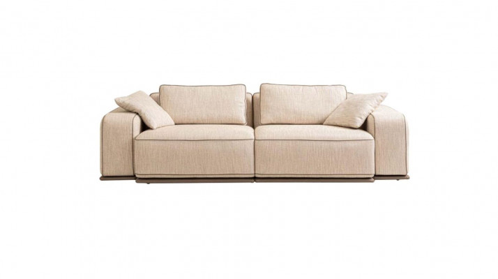 Couch Drësëtzeger Modern Sofa 3 Sëtz Beige Stoff Stoffsofa Polstersofa