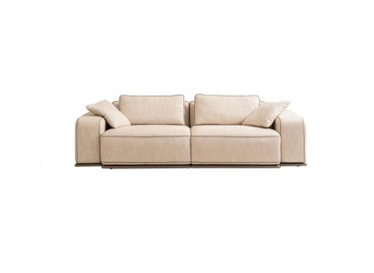 Couch Drësëtzeger Modern Sofa 3 Sëtz Beige Stoff Stoffsofa Polstersofa