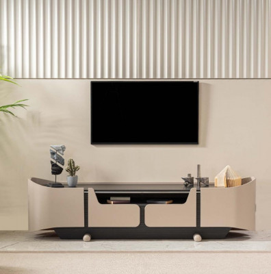 RTV Lowboard TV-Ständer Wunnzëmmer Holz Beige Säitendësch Dësch Modern.