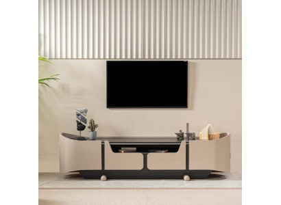 RTV Lowboard TV-Ständer Wunnzëmmer Holz Beige Säitendësch Dësch Modern.