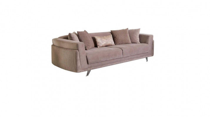 Dreisëtzer Canapé mat Schloffunktion Sofa 3 Sëtzer Beige Stoff Stoffsofa