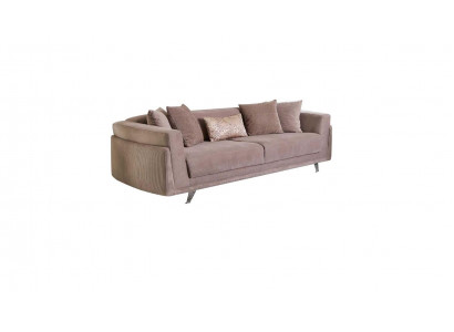 Dreisëtzer Canapé mat Schloffunktion Sofa 3 Sëtzer Beige Stoff Stoffsofa