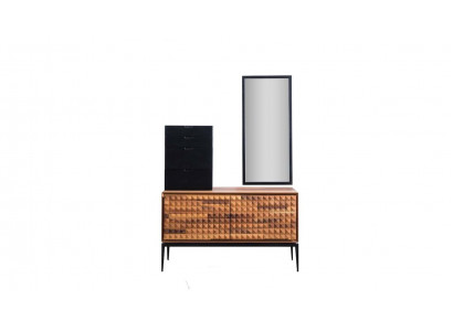 Schlofkummer Kommode mat Spigel Braun Holz Uschlosschränk Kommoden Set