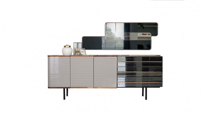 Wäiss Anrichte Sideboard mat Spigel Kommode Schaf Holz Iesszëmmer