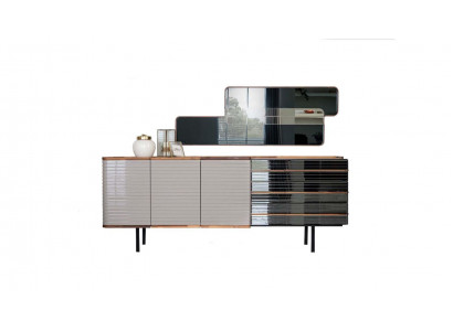 Wäiss Anrichte Sideboard mat Spigel Kommode Schaf Holz Iesszëmmer