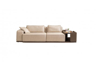 Däischtercouch Sofa 3 Sëtzer Beige Stoff Stoffsofa Polstersofa Dësch