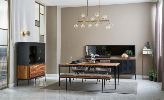 Iesszëmmerdësch Iesszëmmer Grupp Iessgrupp Iesseck Set 9tlg Holz Braun