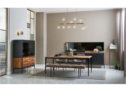 Iesszëmmerdësch Iesszëmmer Grupp Iessgrupp Iesseck Set 9tlg Holz Braun
