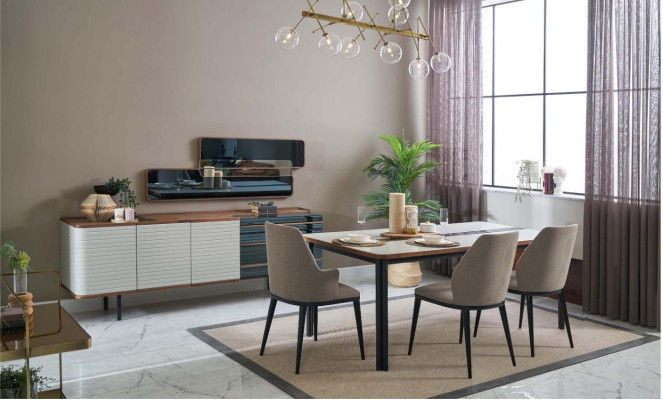 Iesskuch Eck Iesszëmmer Garnitur Iessgrupp Iesszëmmermiwwel Set 9 Stécker Holz Wäiss