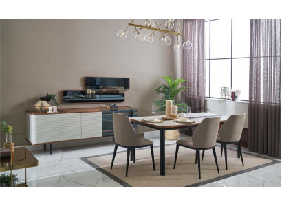 Iesskuch Eck Iesszëmmer Garnitur Iessgrupp Iesszëmmermiwwel Set 9 Stécker Holz Wäiss