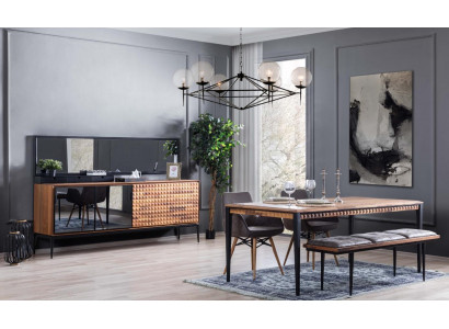 Grupp Iessplaz Iesszëmmer Iessgrupp Iesszëmmermiwwel Set 8-Stéck Holz Brong