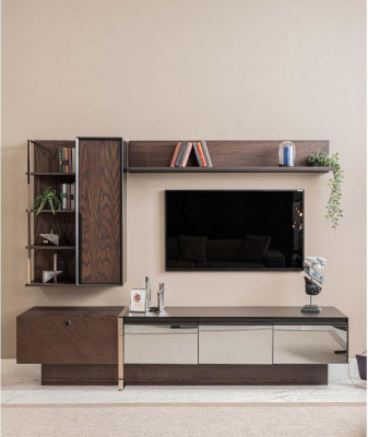 Wunnmauer TV-Ständer Regal RTV Lowboard Säitenschaf Braun Holz Schaf