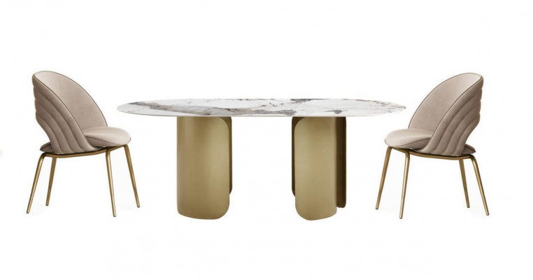 Exklusivt Iesszëmmer Set Besteet aus 5 Deeler: Iessdësch + 4x Still Luxus Komplett