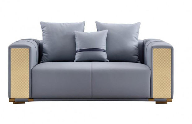 Luxus Wunnzëmmersofa 2-Sëtz Polstersofa Blo Textil Sëtz Design Couch Modern.