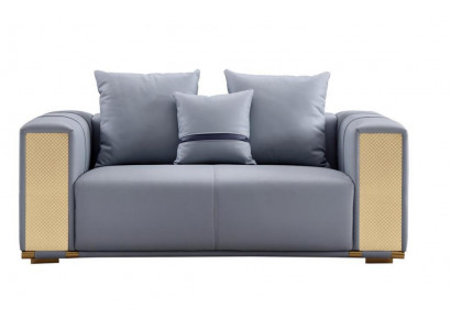 Luxus Wunnzëmmersofa 2-Sëtz Polstersofa Blo Textil Sëtz Design Couch Modern.