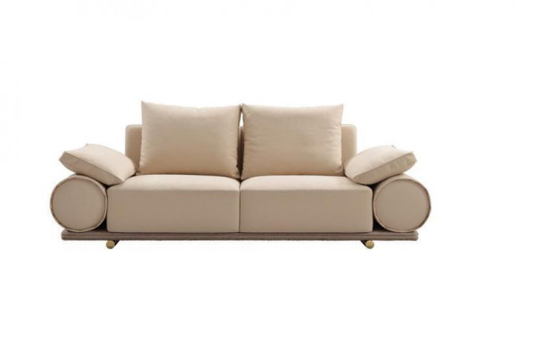 Modern Sofa 3 Sëtzer Wäiss Faarf Designer Polstersofa am Wunnzëmmer nei