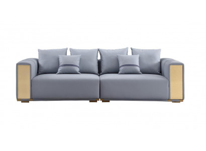 Luxus Sofa 4 Sëtzer Polstersofa Blo Textil Sëtz Design Canapé Modern Nei