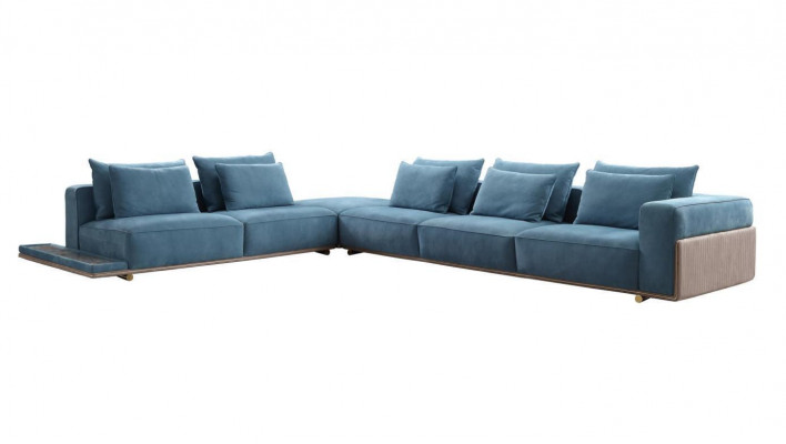 Blo Aroma L-Form Canapé Wunnzëmmer Luxus Stoffmiwwel Luxus Design Nei