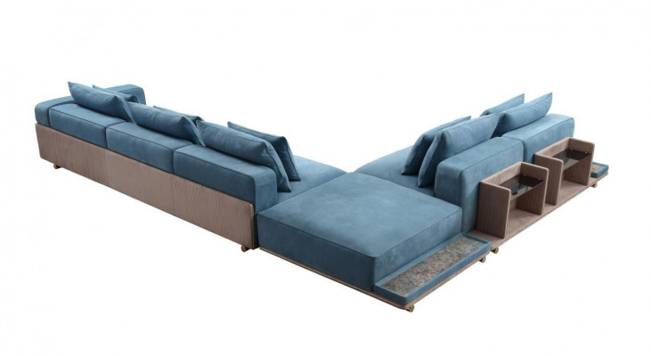 Blo Aroma L-Form Canapé Wunnzëmmer Luxus Stoffmiwwel Luxus Design Nei